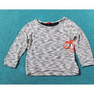 Hot Kiss Womens Long Sleeve Top Black White Medium Knit Lace Back Sweater Size M